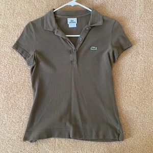 Olive fitted 3-button Lacoste polo